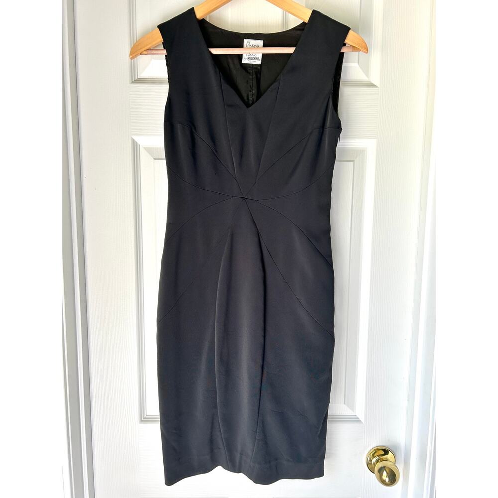 Vintage Moschino Cheap and Chic 90s Black Sheath Dress LBD XS